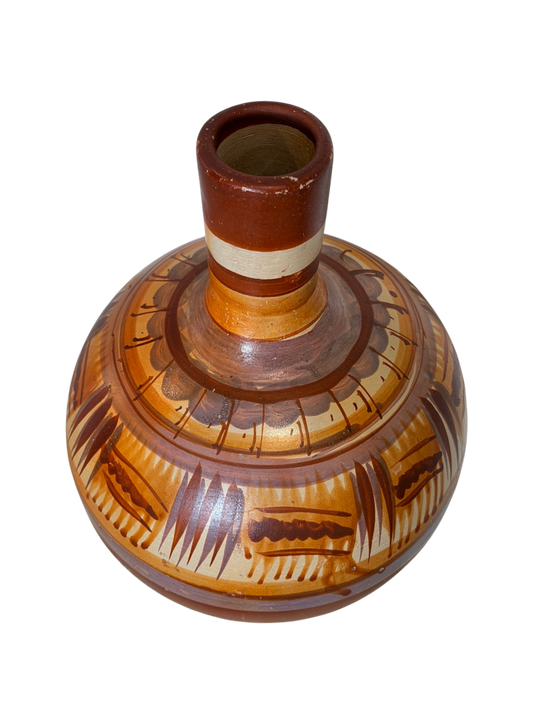 Hand-Painted Mexican Folk Art Pottery Vase