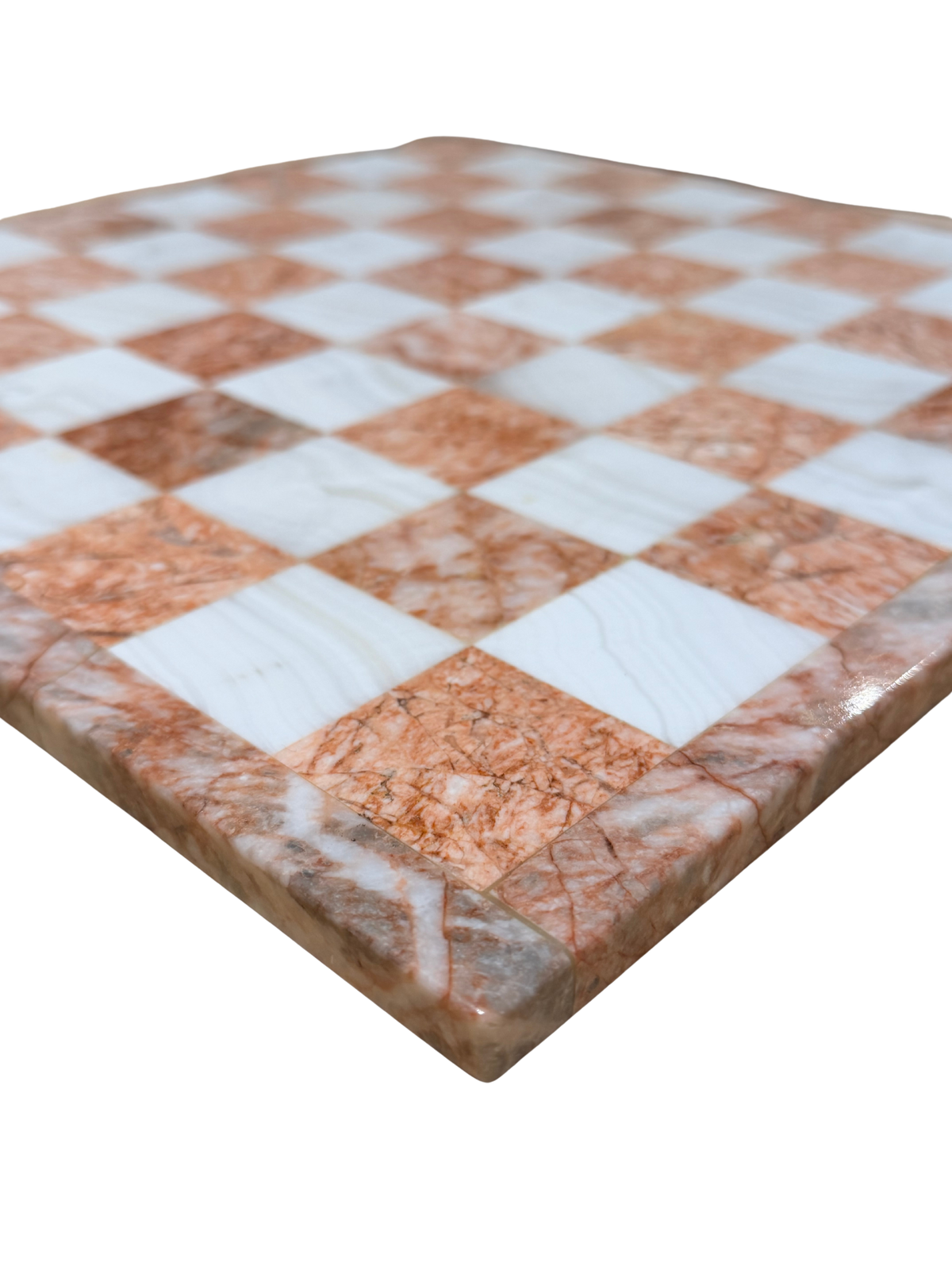 Polished Pink & White Marble Chess Board