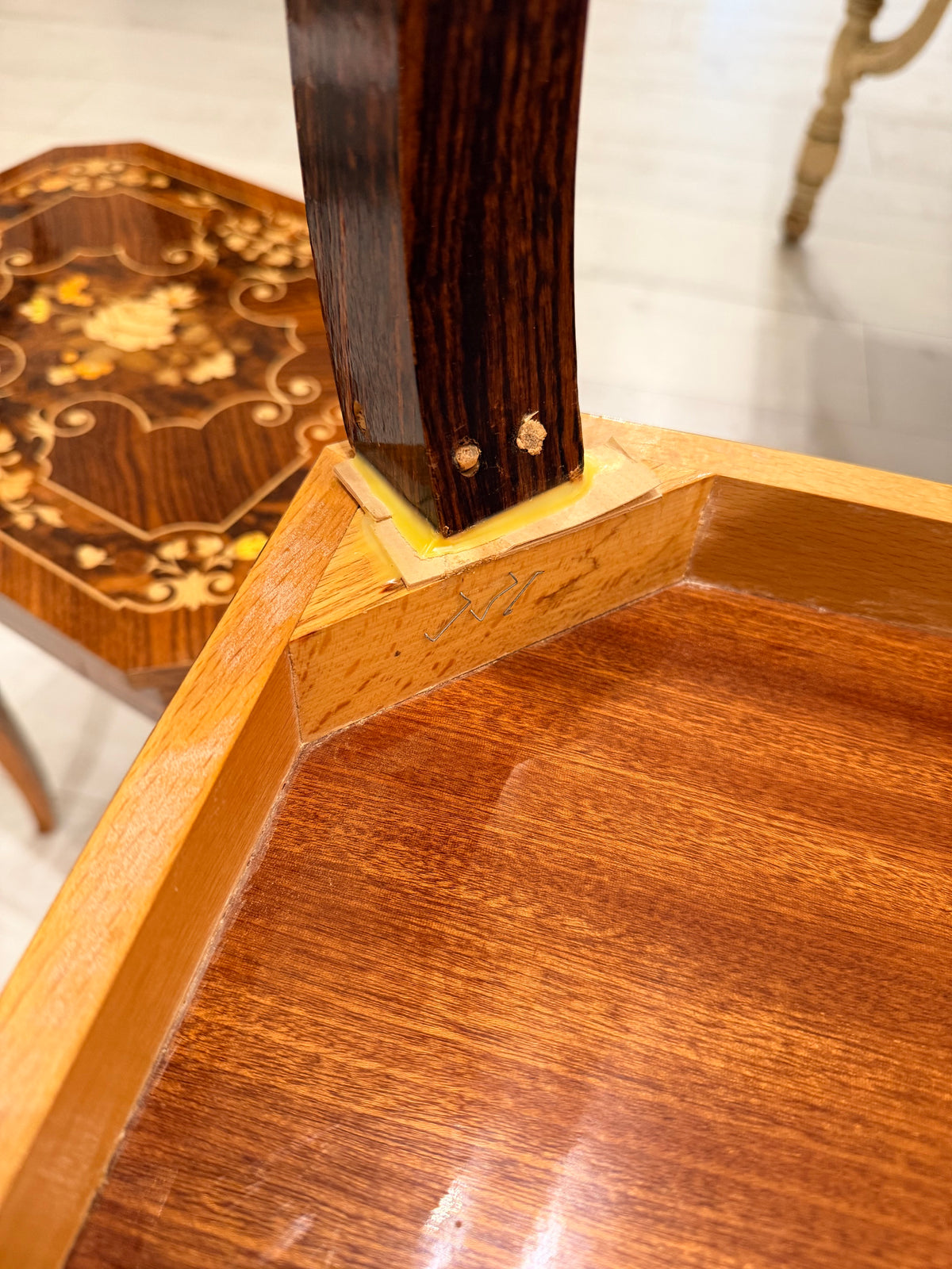 Set of 3 Italian Sorrento Marquetry Nesting Tables