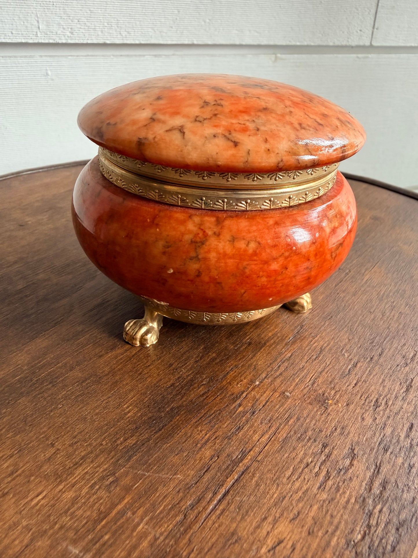 Orange/Red Alabaster Footed Casket