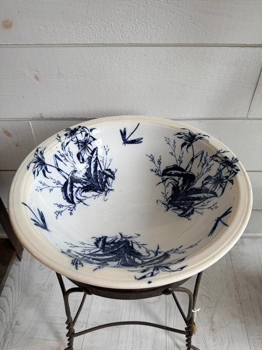 French Blue & White Ironstone Basin Bowl