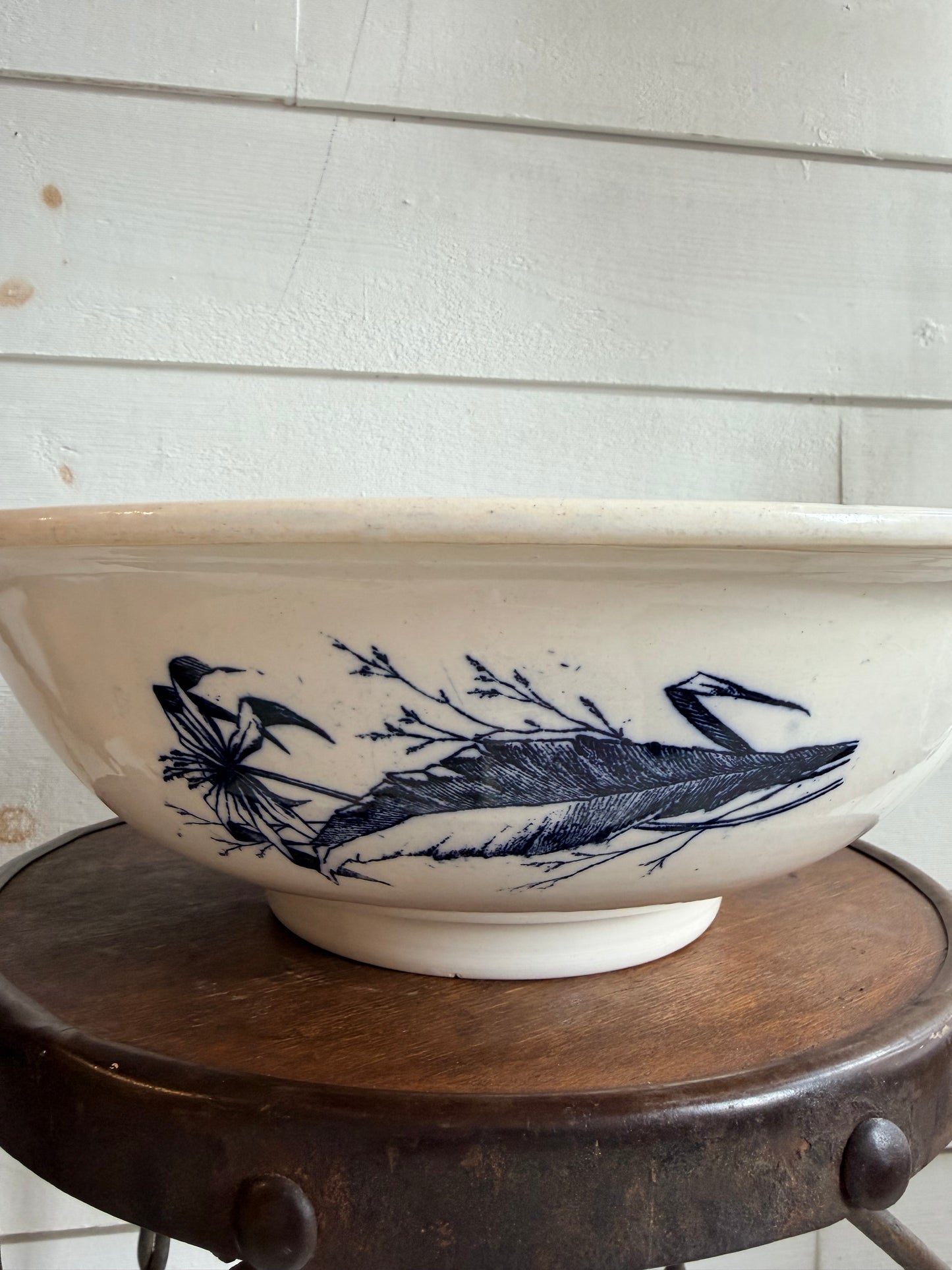 French Blue & White Ironstone Basin Bowl