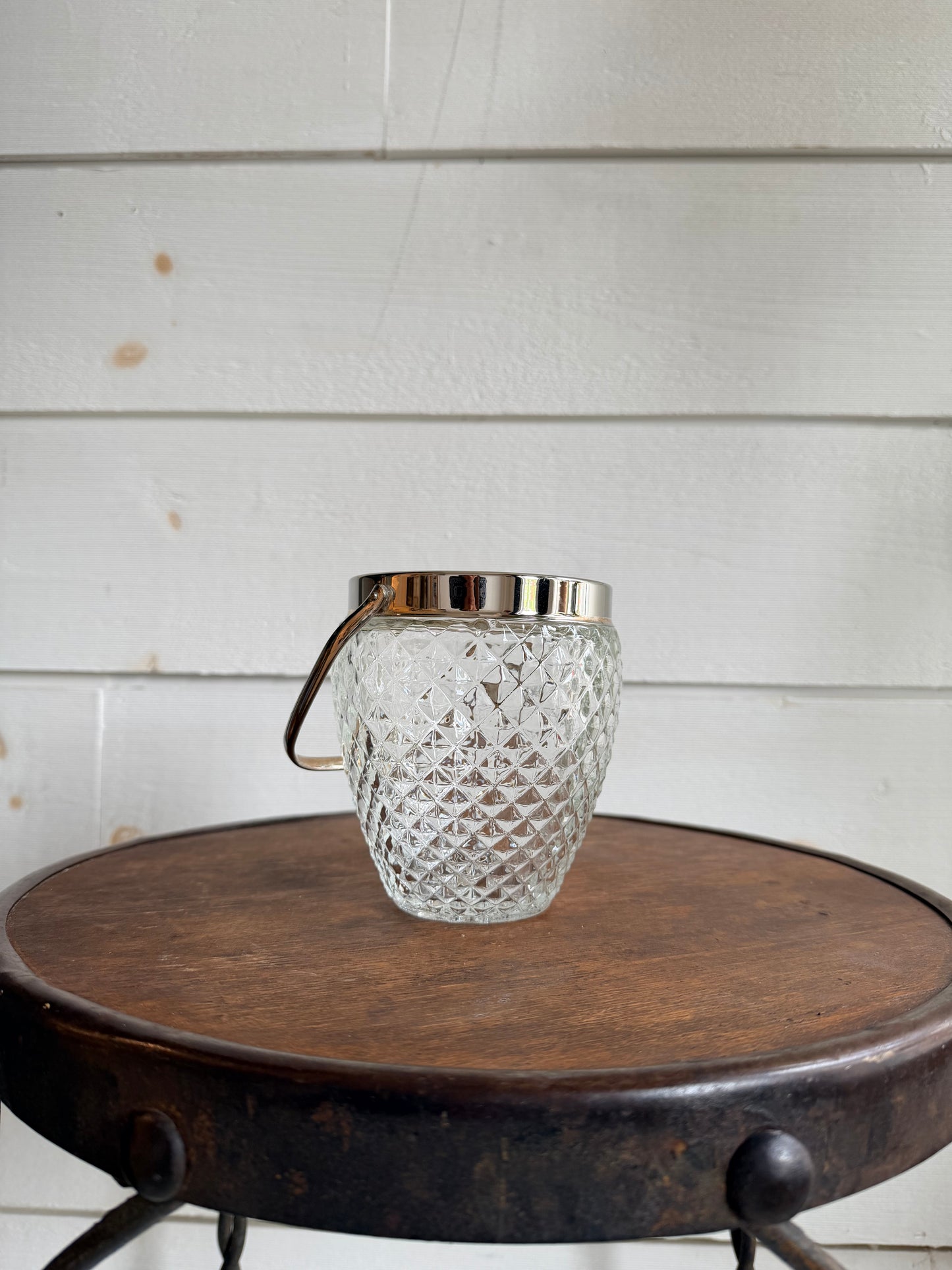 Diamond-Cut Glass Mini Ice Bucket
