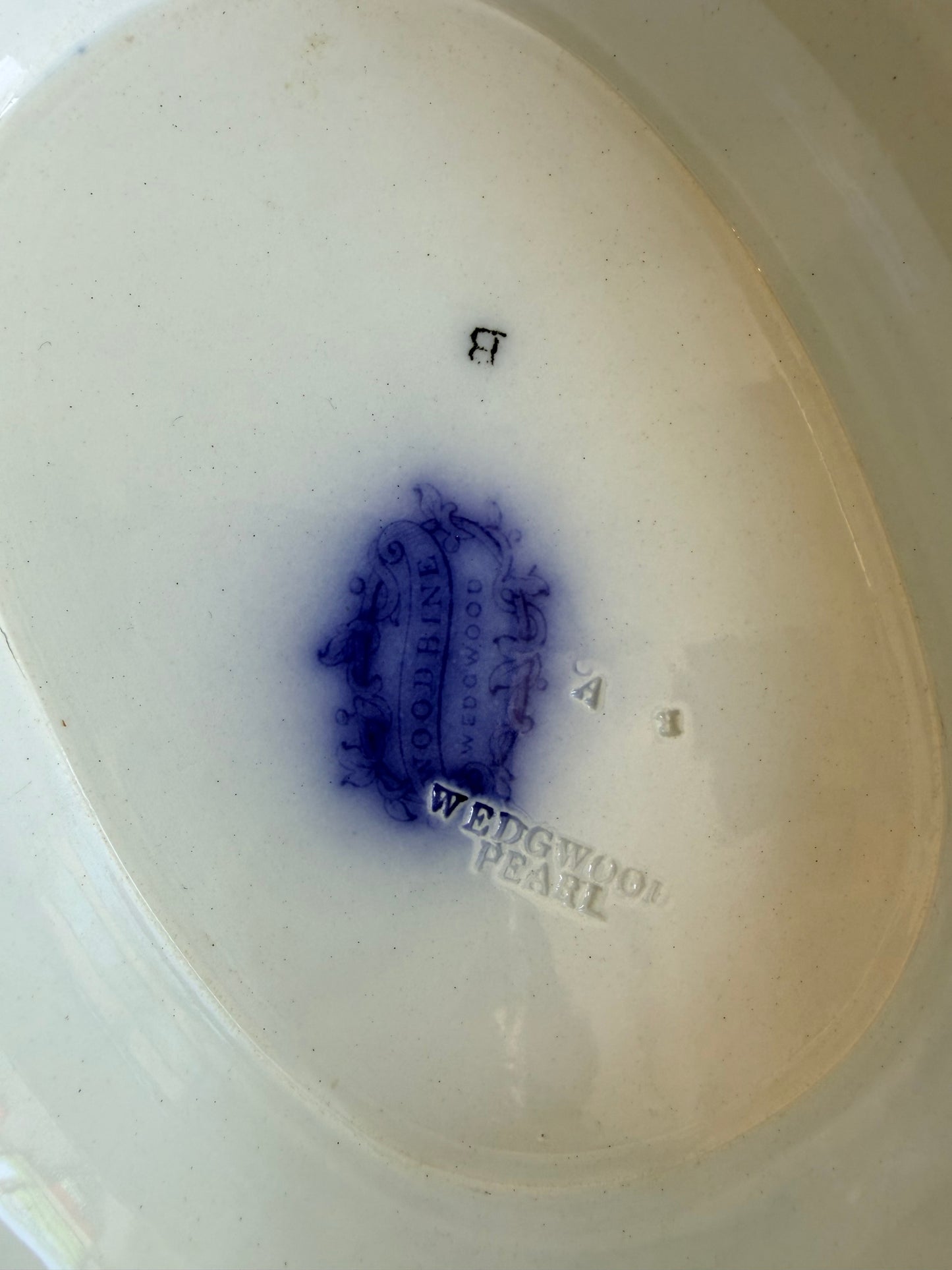 Wedgwood Pearl "Woodbine" Flow Blue Polychrome Serving Dish