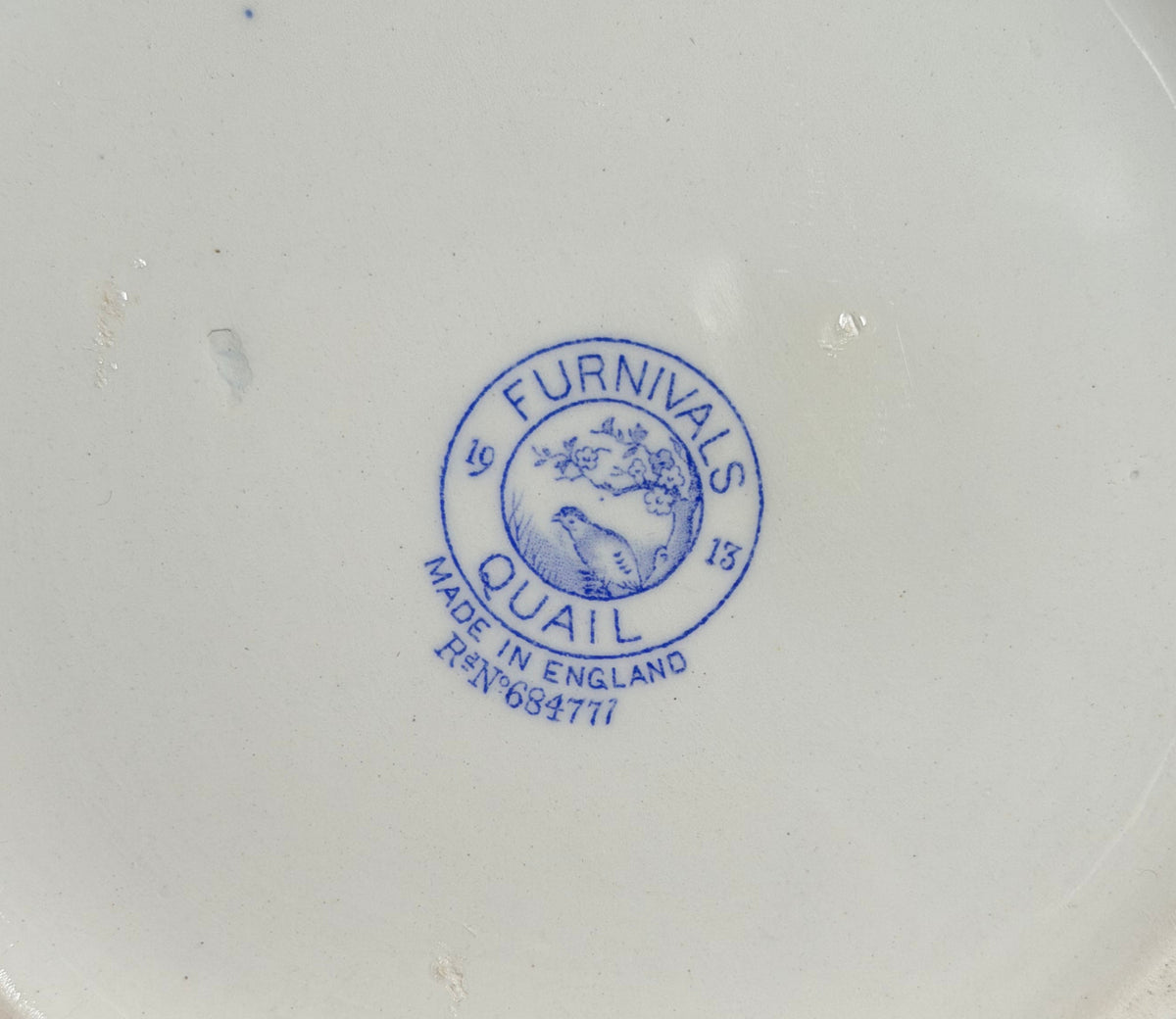 Antique Furnivals “Quail” Blue & White Transferware Pitcher