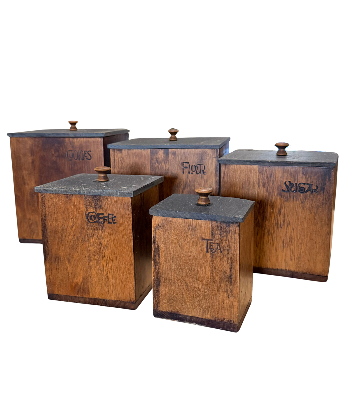 MNM Canada Wood & Slate Kitchen Canister Set