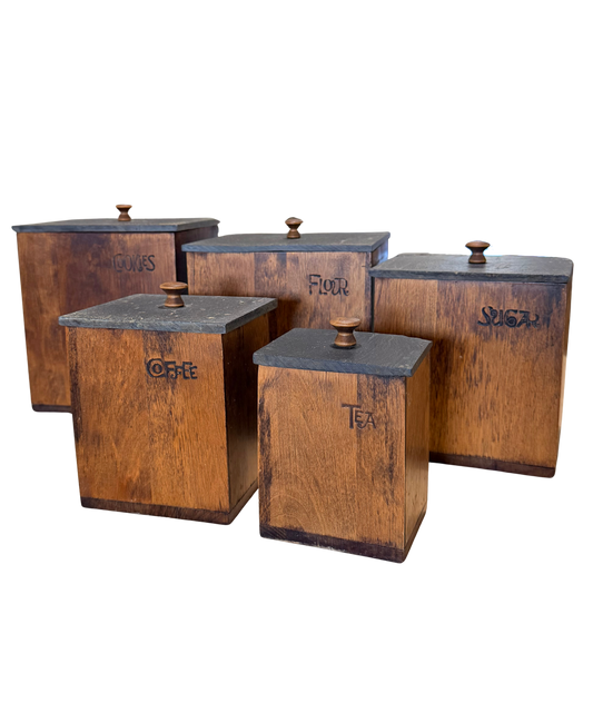 MNM Canada Wood & Slate Kitchen Canister Set