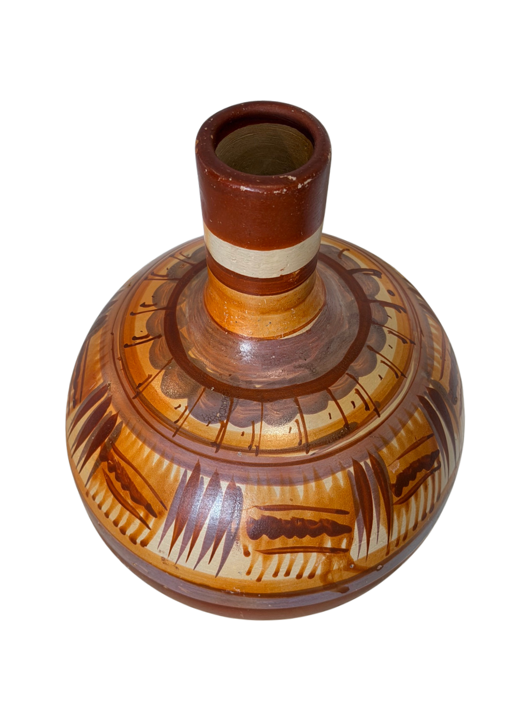 Hand-Painted Mexican Folk Art Pottery Vase