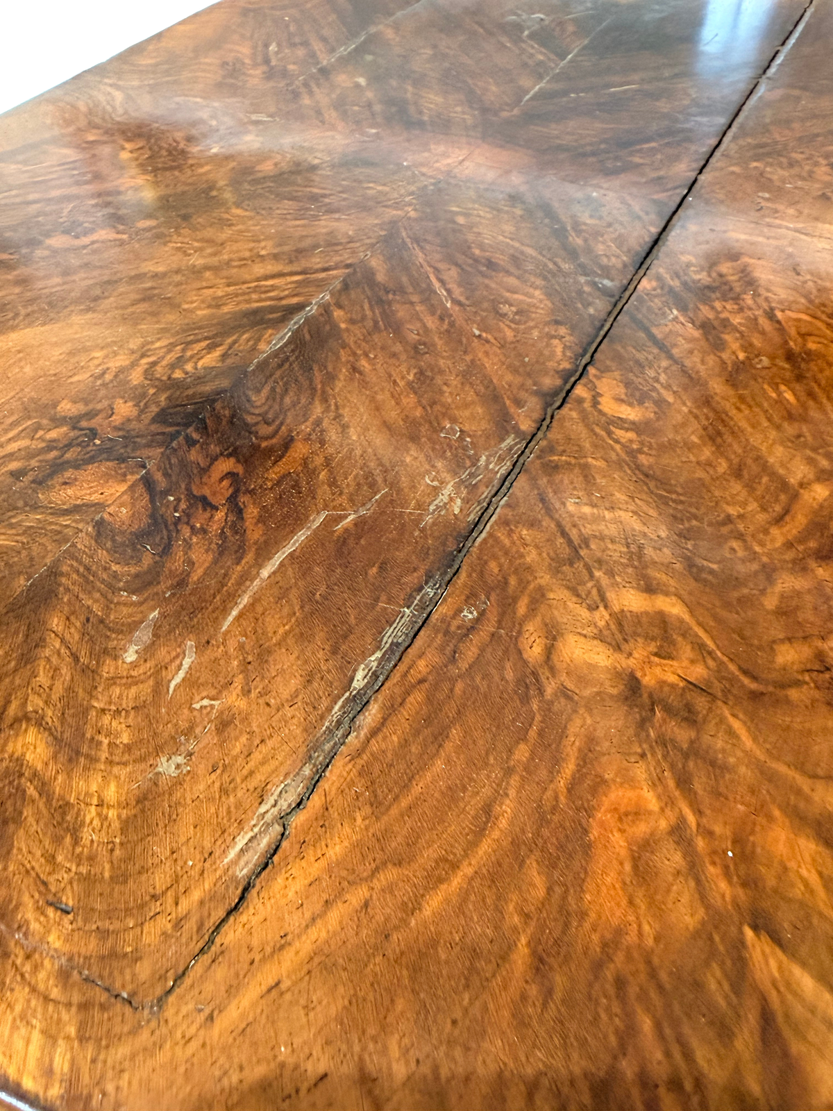 Antique Victorian Figured Walnut Drop-Leaf Work Table