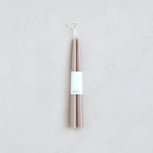 12" Dipped Taper Candles - Greige