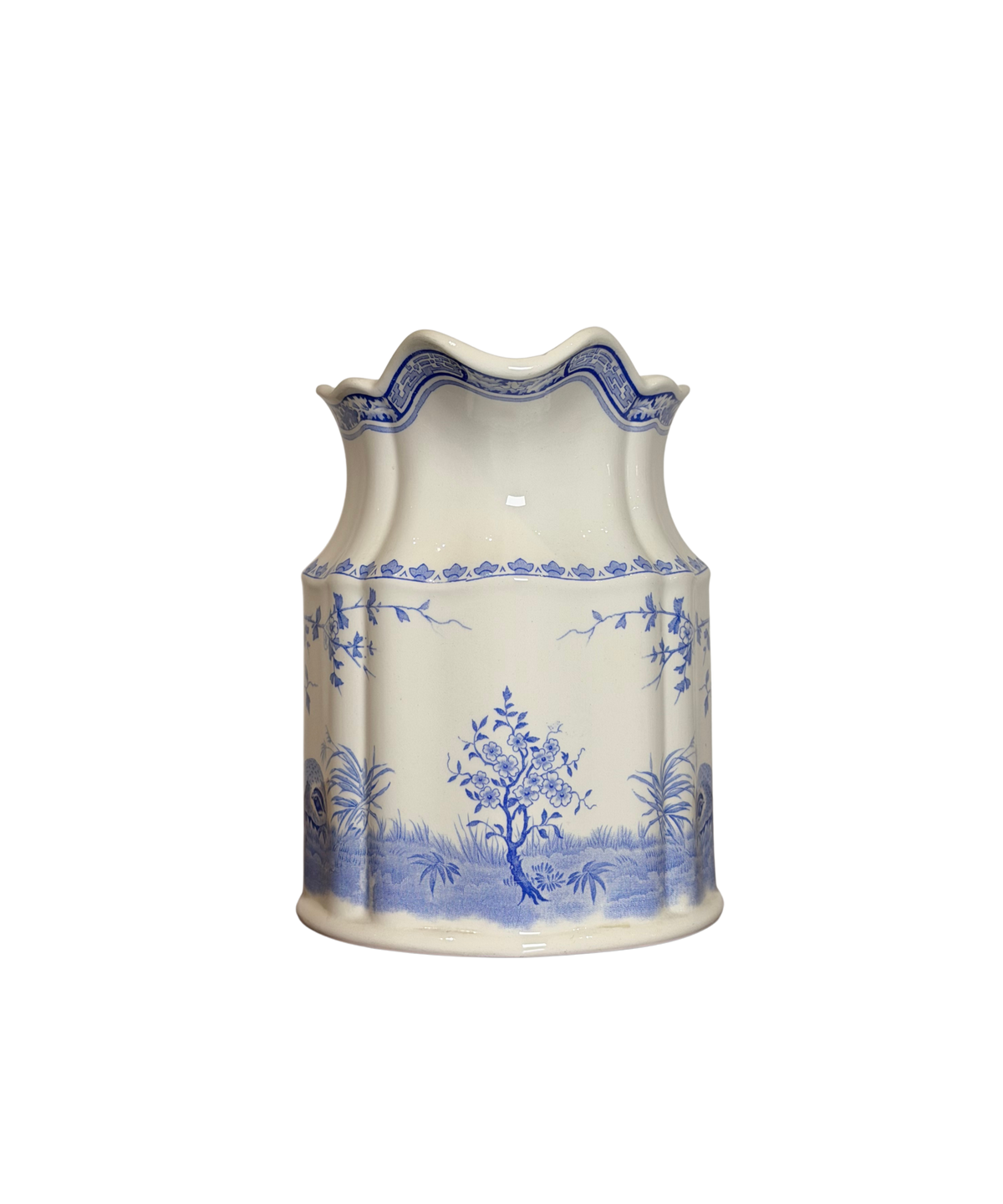 Antique Furnivals “Quail” Blue & White Transferware Pitcher