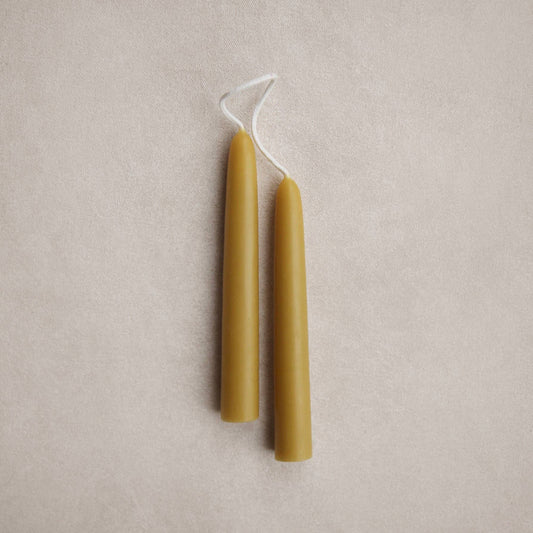 6" Heirloom Beeswax Taper Candles - Olive