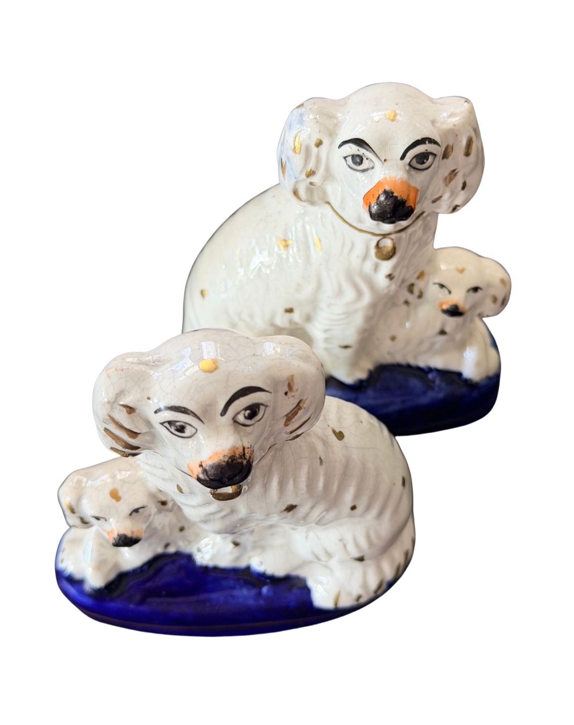 Pair of Antique Staffordshire Dogs with Puppies