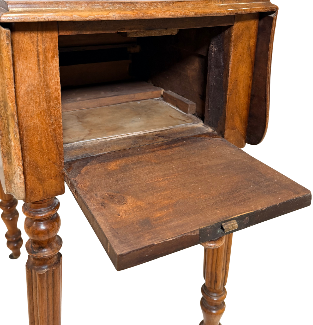 Antique Victorian Figured Walnut Drop-Leaf Work Table