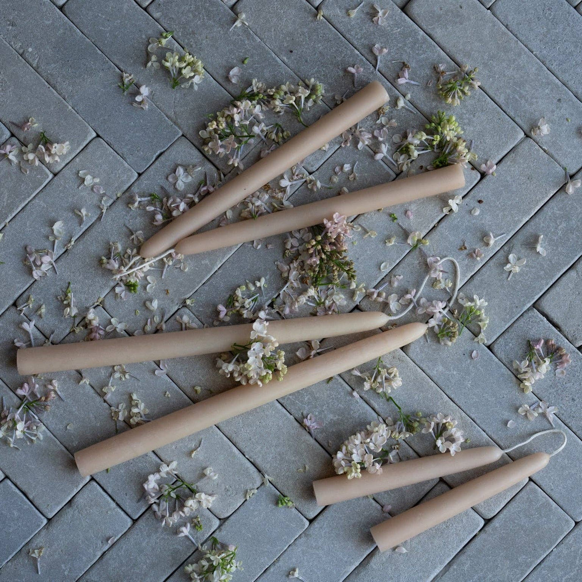 6" Heirloom Beeswax Taper Candles - Mushroom