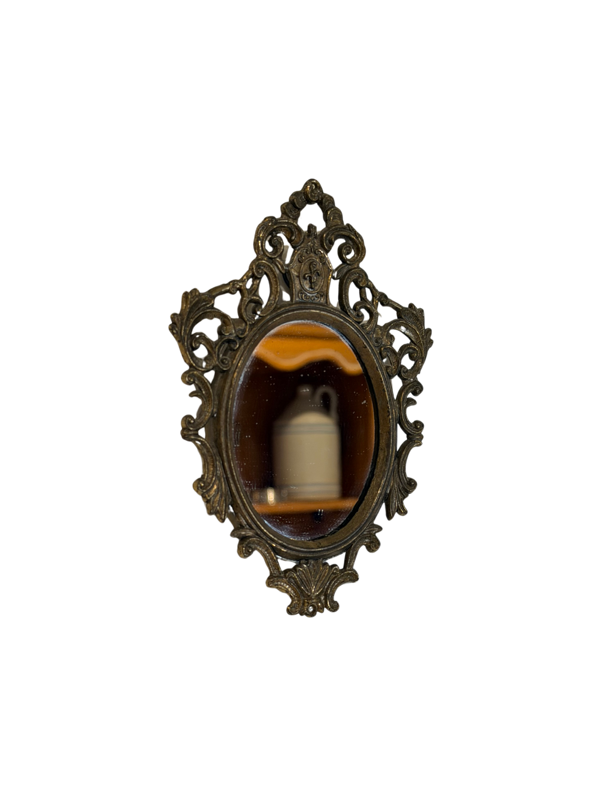 Made in Italy Ornate Cast Metal Oval Wall Mirror