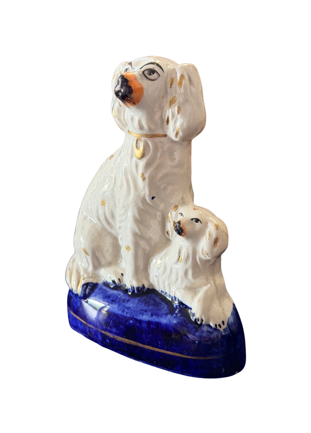 Pair of Antique Staffordshire Dogs with Puppies
