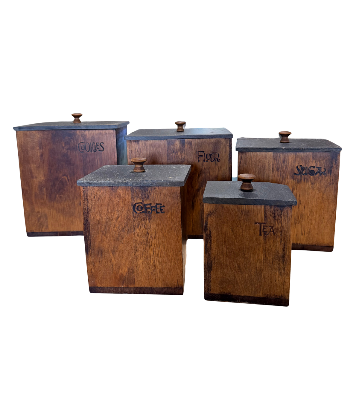 MNM Canada Wood & Slate Kitchen Canister Set