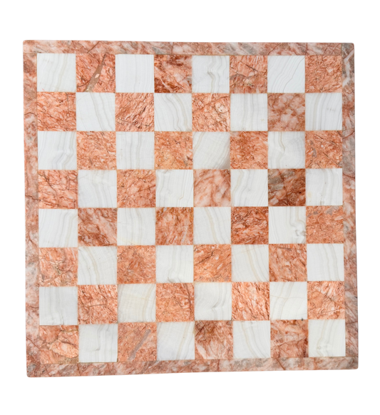 Polished Pink & White Marble Chess Board