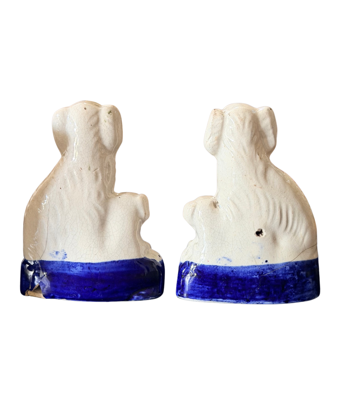 Pair of Antique Staffordshire Dogs with Puppies