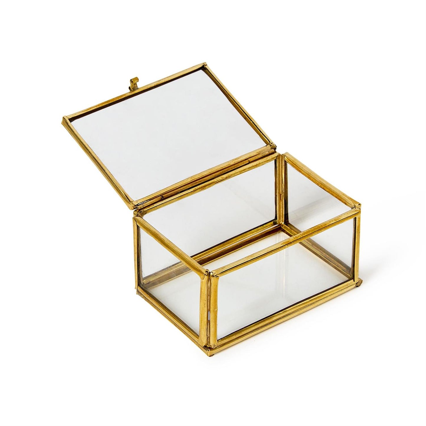 Set of 3 Brass and Glass Decorative Nesting Trinket Boxes