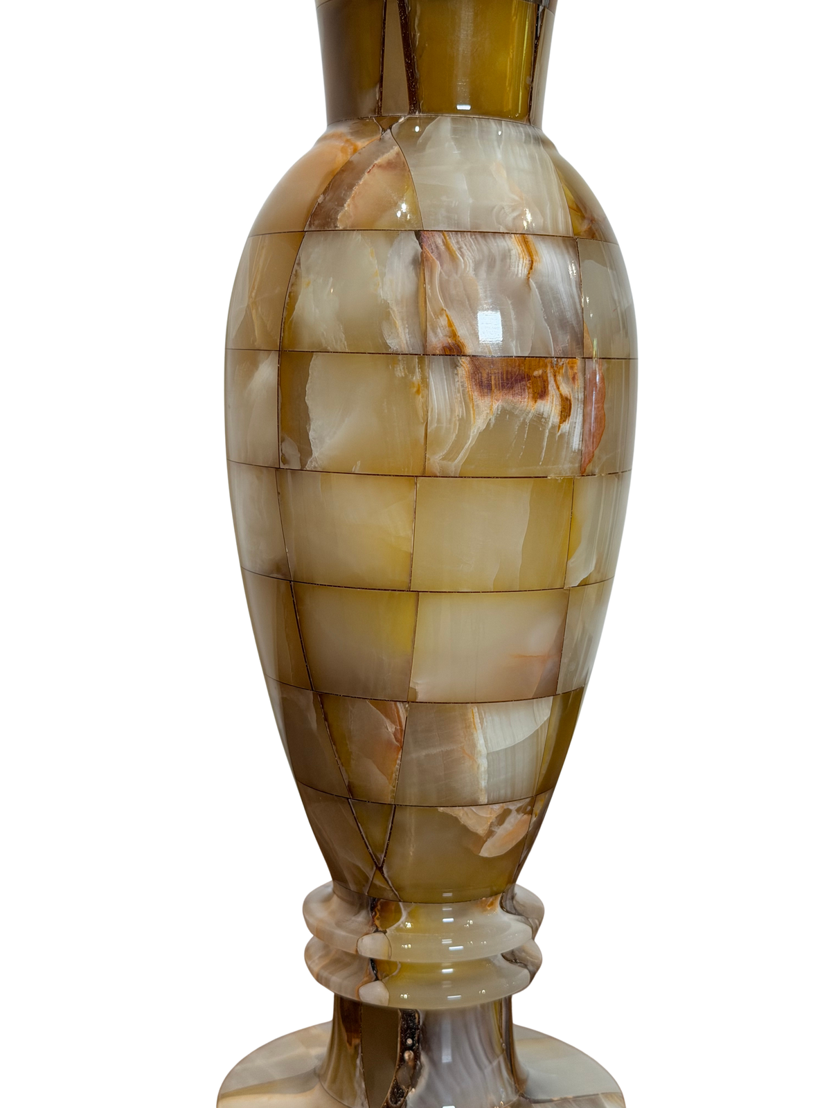 Tessellated Onyx Pedestal Vase