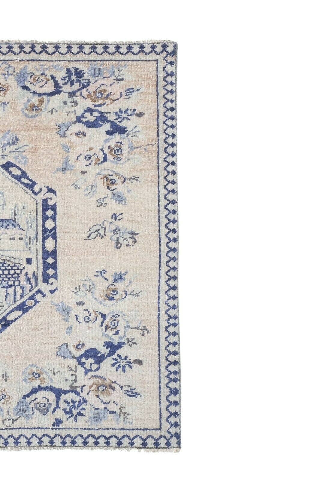 Vintage 4'11" x 6'5" Pastel Village Pictorial Turkish Rug