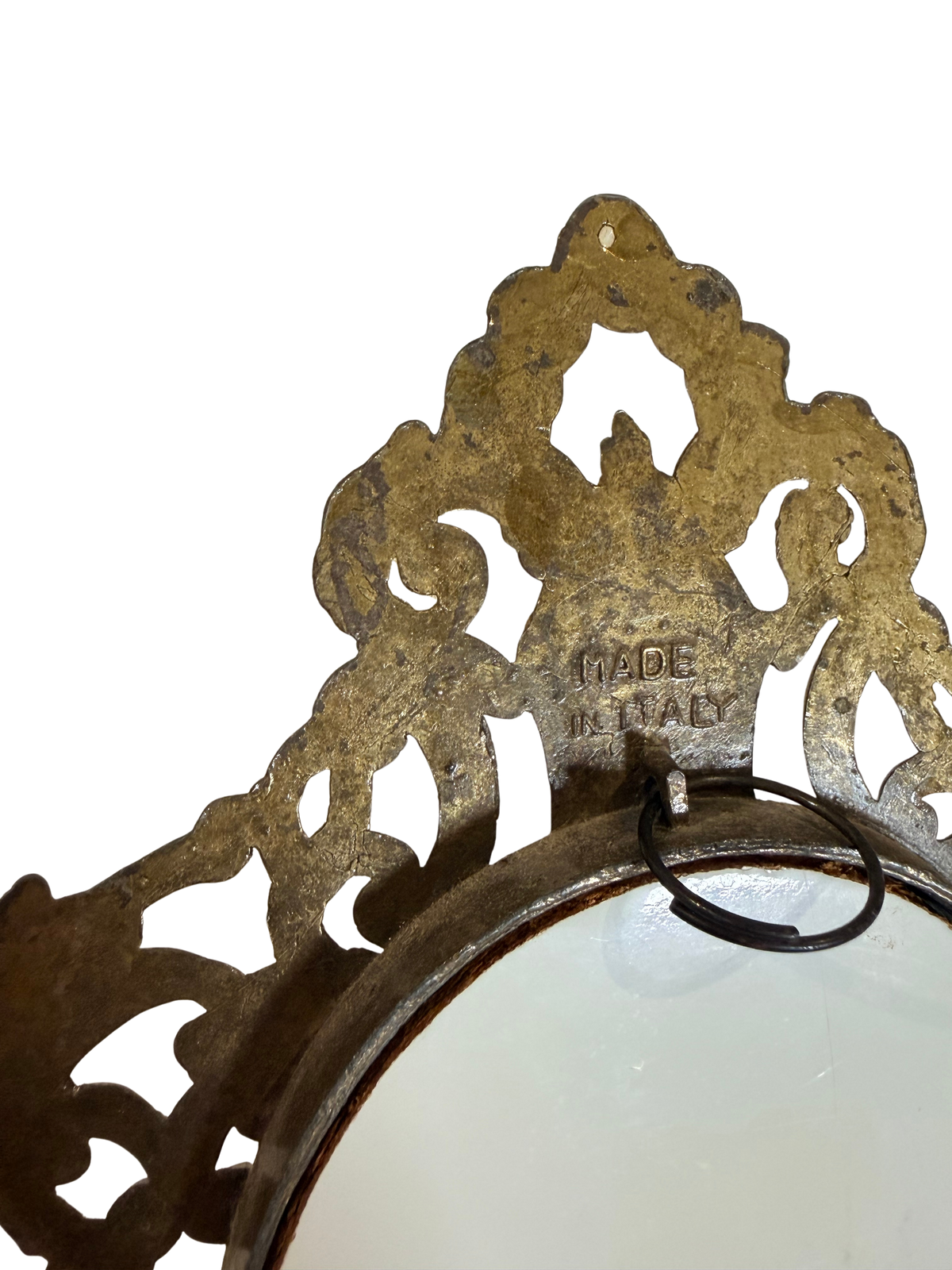 Made in Italy Ornate Cast Metal Oval Wall Mirror