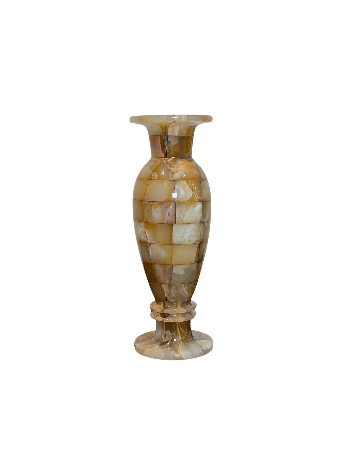 Tessellated Onyx Pedestal Vase