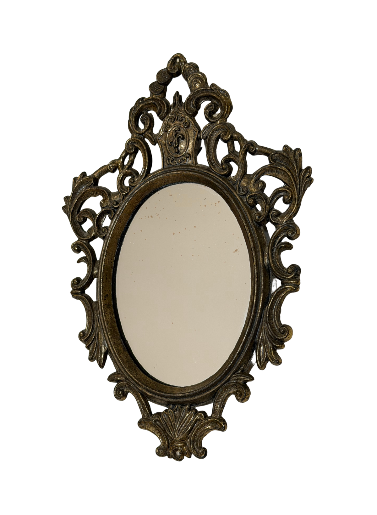 Made in Italy Ornate Cast Metal Oval Wall Mirror