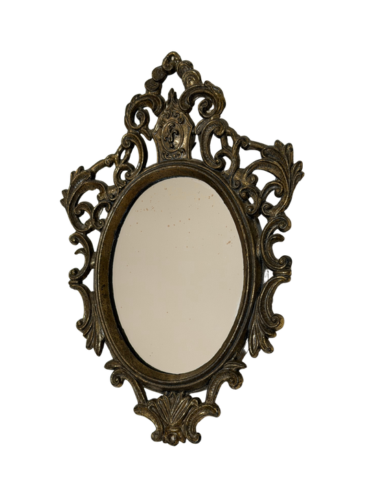 Made in Italy Ornate Cast Metal Oval Wall Mirror
