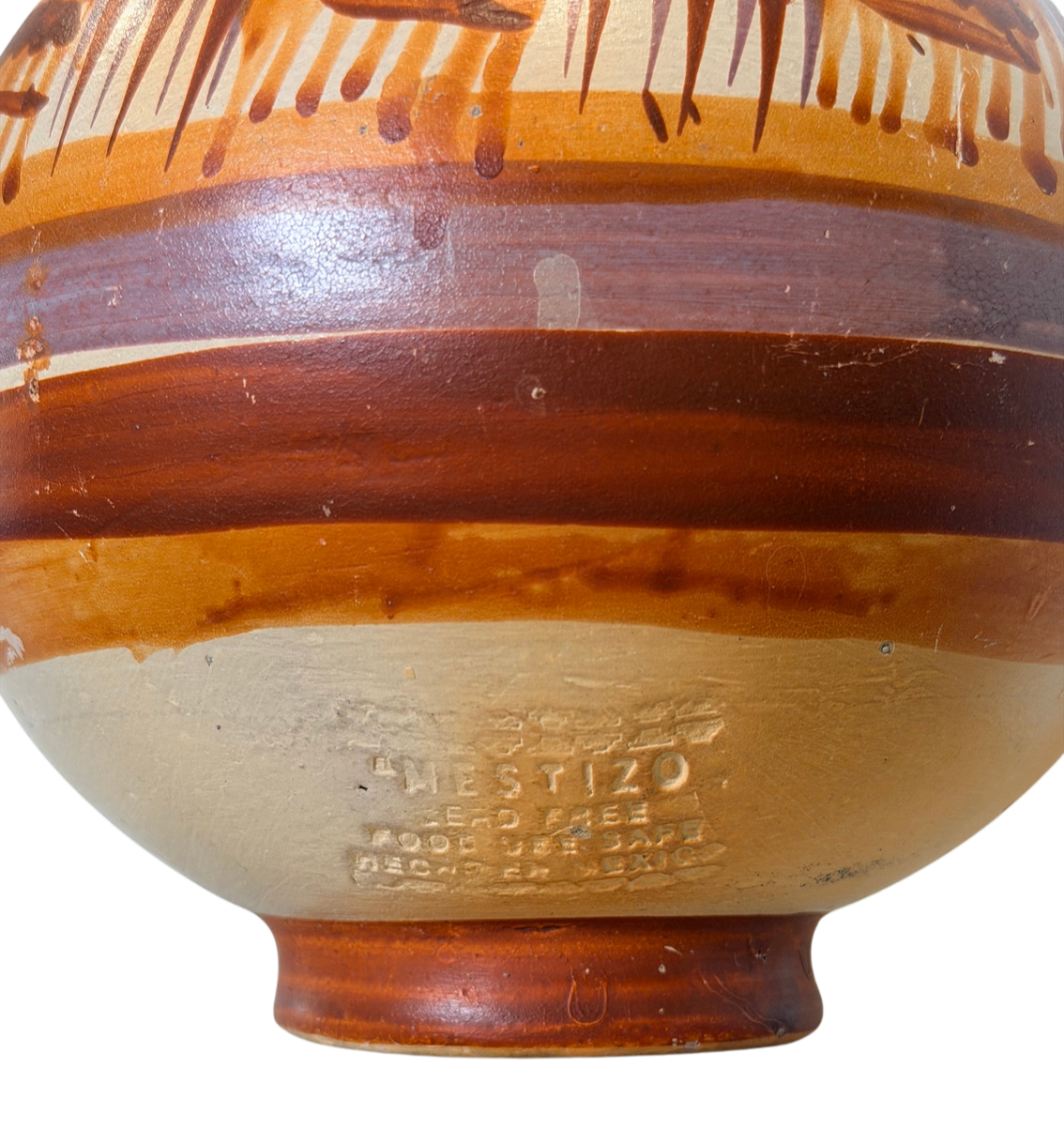 Hand-Painted Mexican Folk Art Pottery Vase