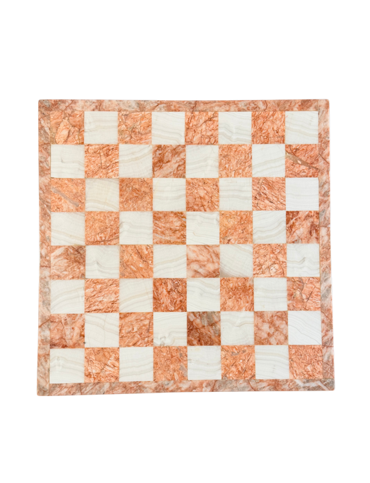 Polished Pink & White Marble Chess Board