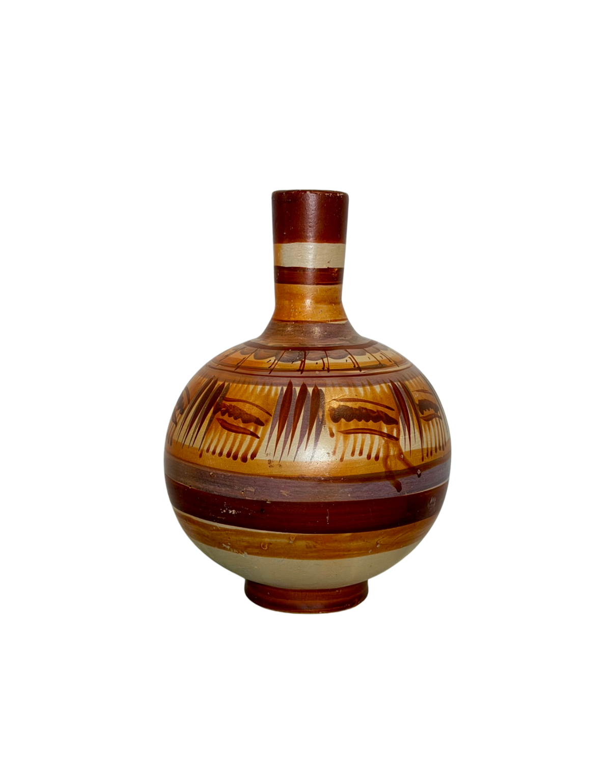 Hand-Painted Mexican Folk Art Pottery Vase