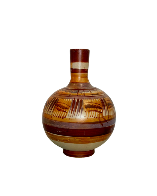 Hand-Painted Mexican Folk Art Pottery Vase