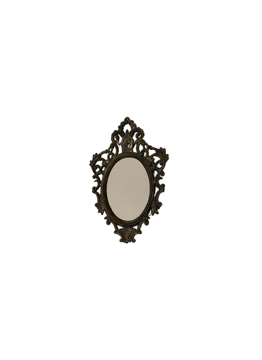 Made in Italy Ornate Cast Metal Oval Wall Mirror