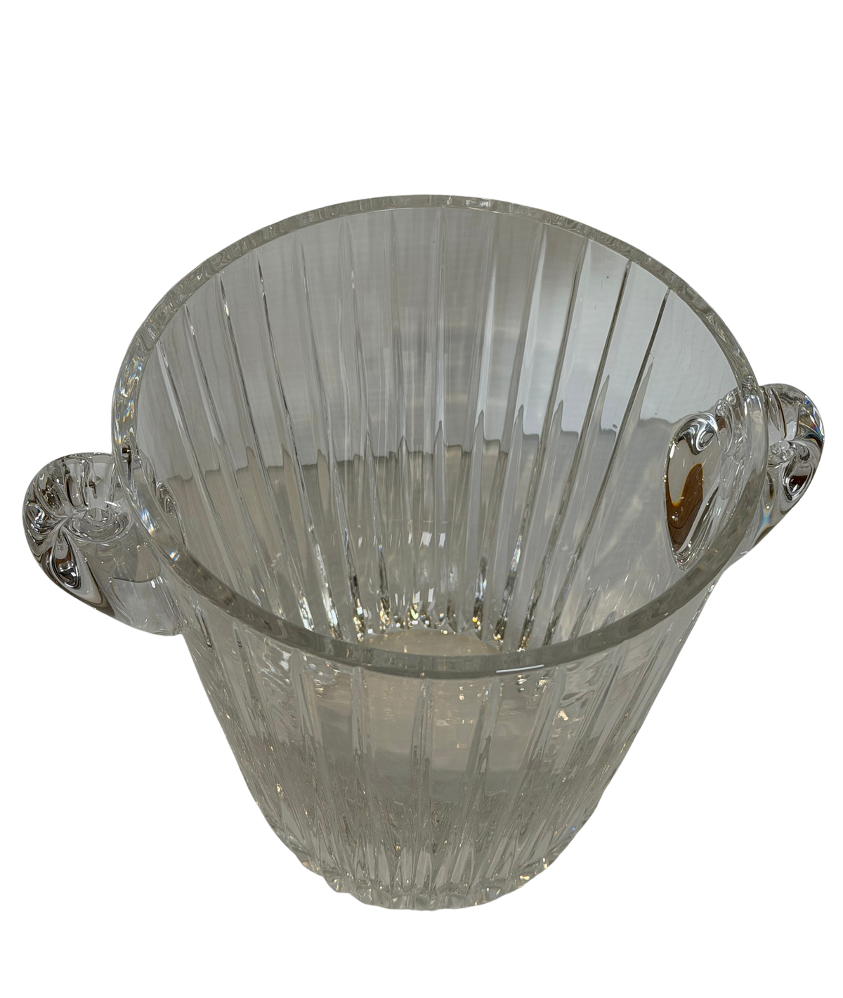 Ribbed Crystal Ice Bucket with Scroll Handles