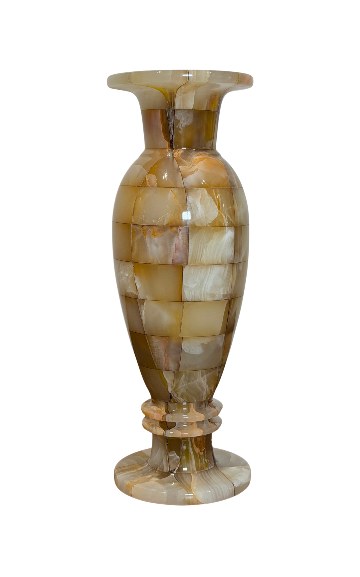 Tessellated Onyx Pedestal Vase