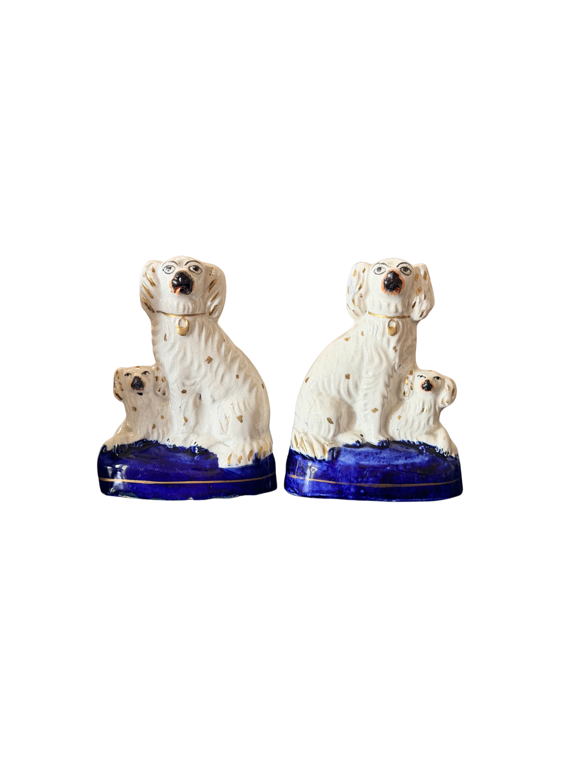 Pair of Antique Staffordshire Dogs with Puppies