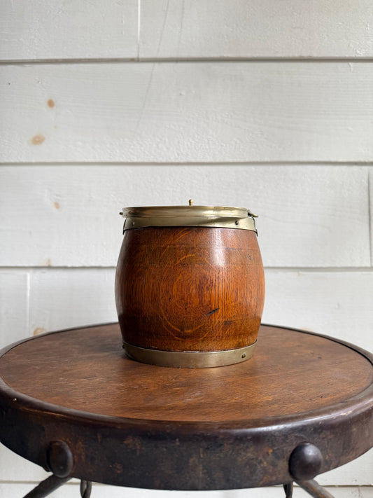English Biscuit Barrel w/ Silver-Plated Trim & Lid