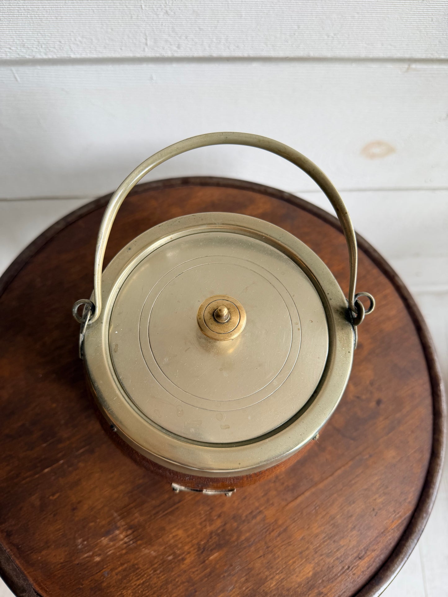 English Biscuit Barrel w/ Silver-Plated Trim & Lid