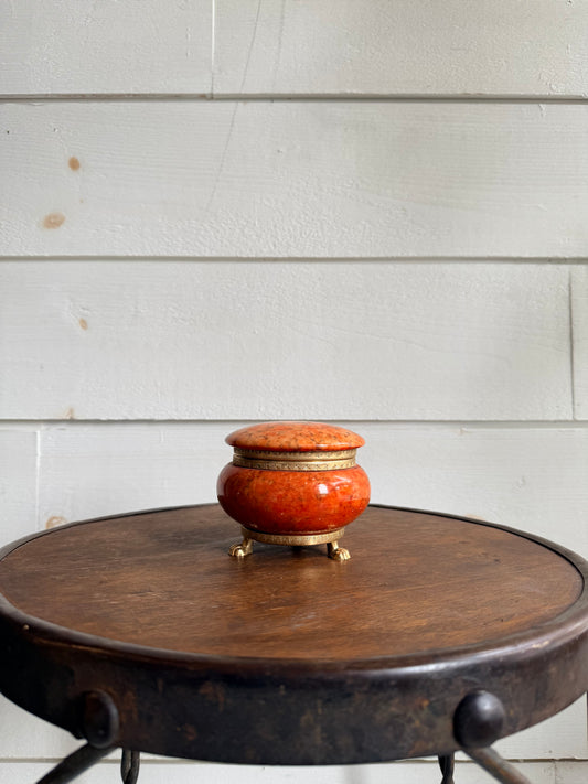 Orange/Red Alabaster Footed Casket