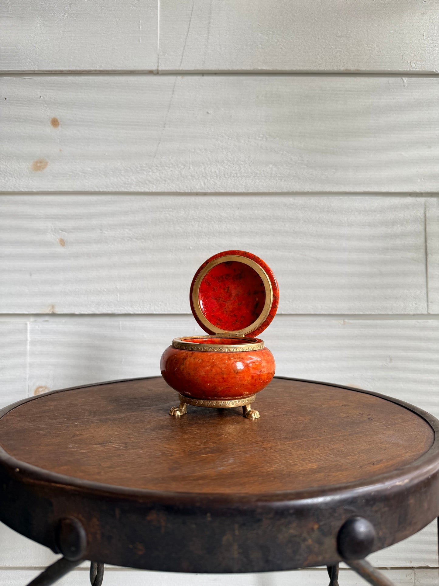 Orange/Red Alabaster Footed Casket