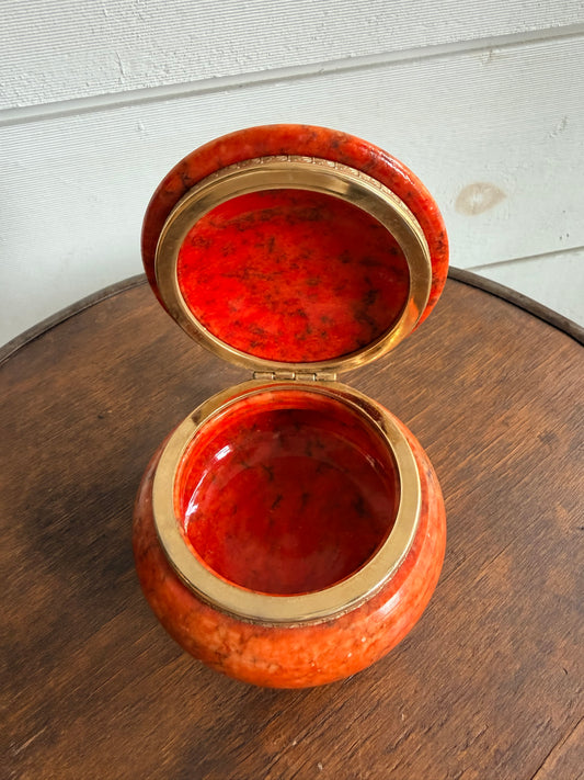 Orange/Red Alabaster Footed Casket