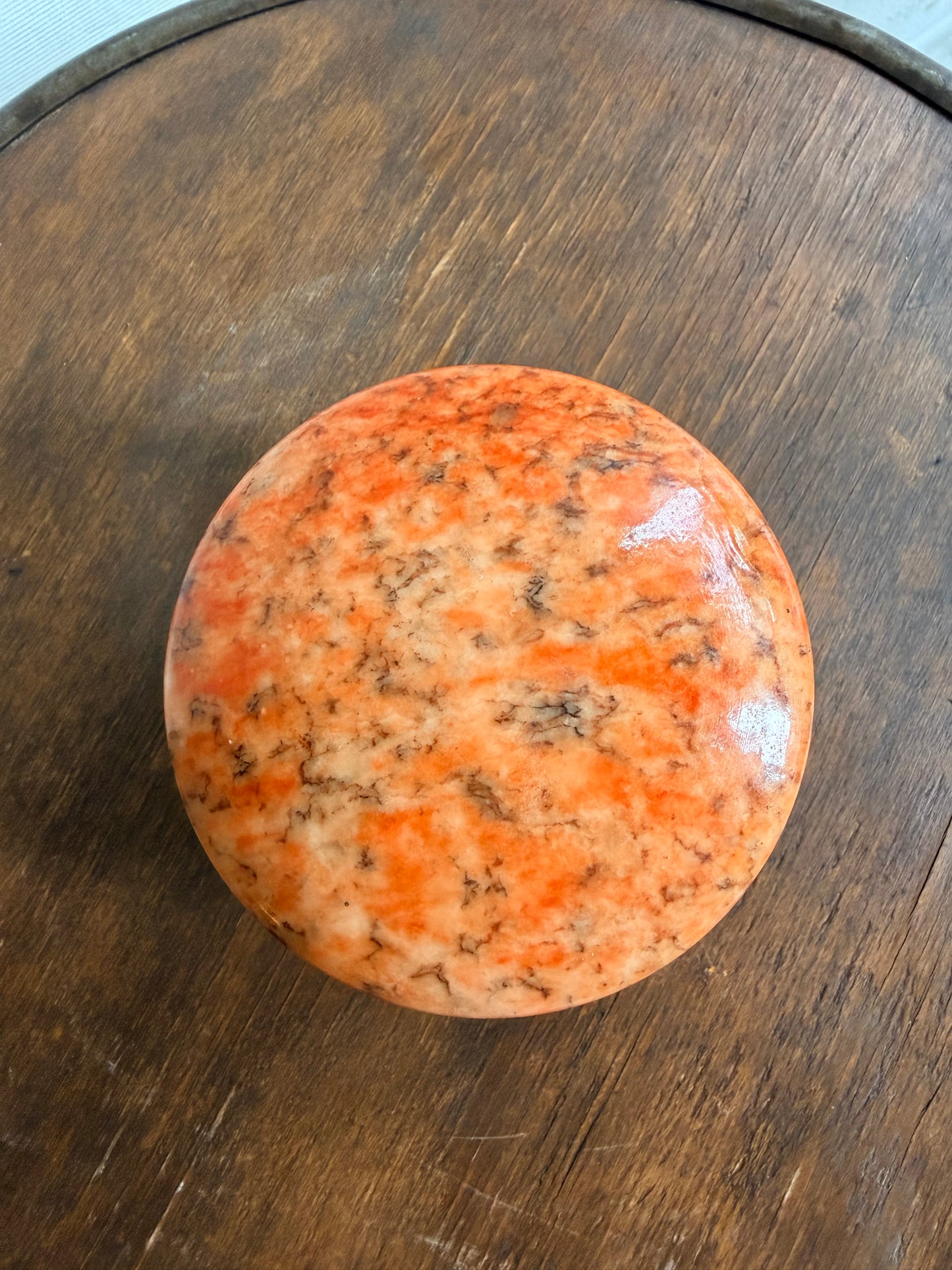 Orange/Red Alabaster Footed Casket