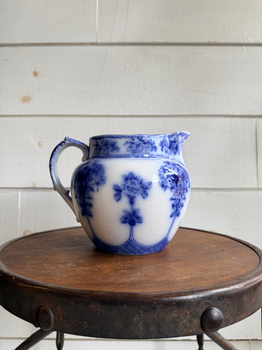 Antique J&E Mayer "Argyle" Pattern Flow Blue Pitcher