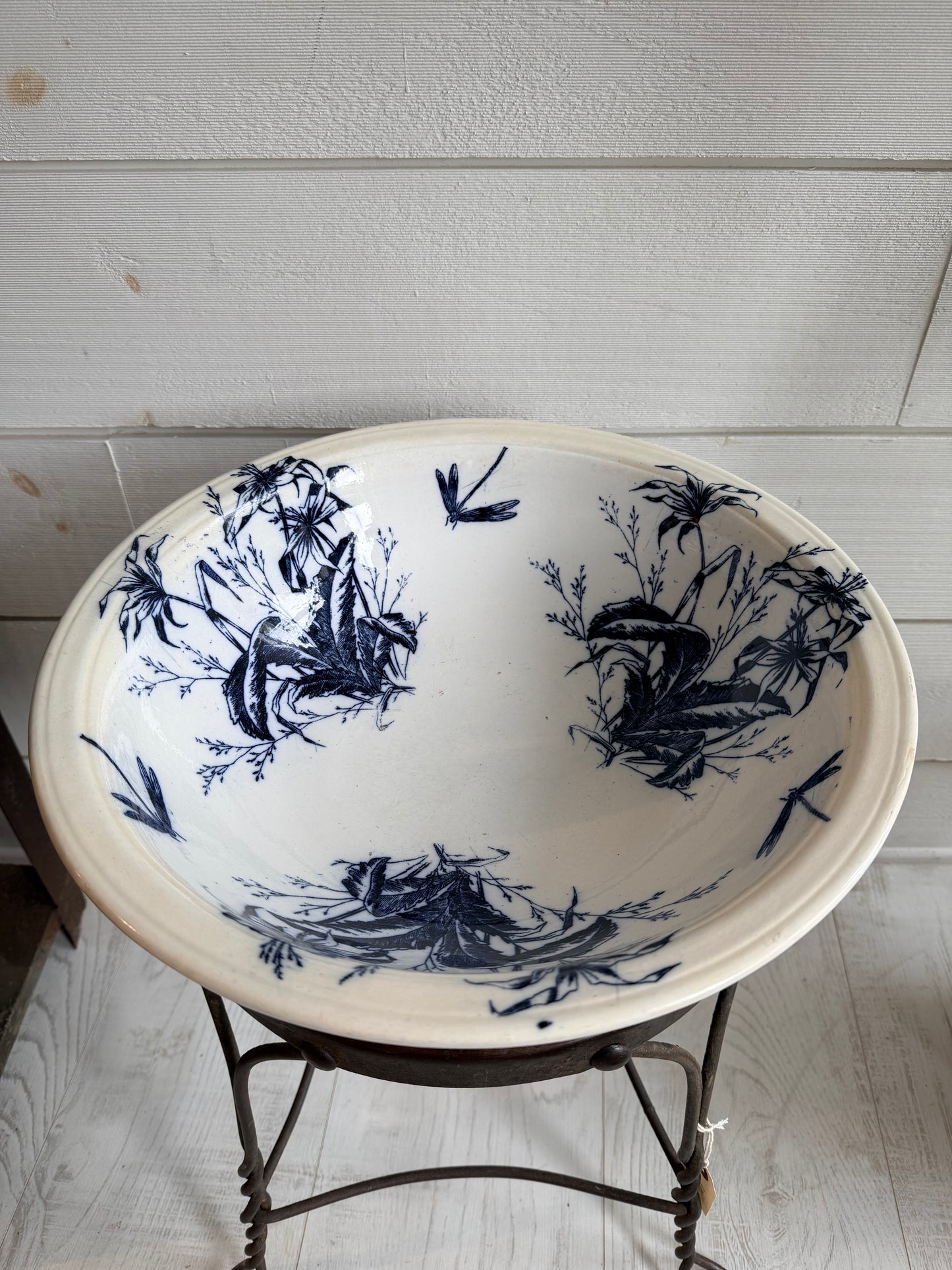 French Blue & White Ironstone Basin Bowl