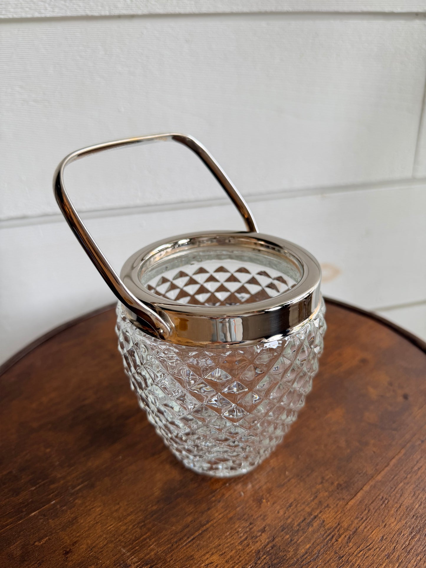 Diamond-Cut Glass Mini Ice Bucket