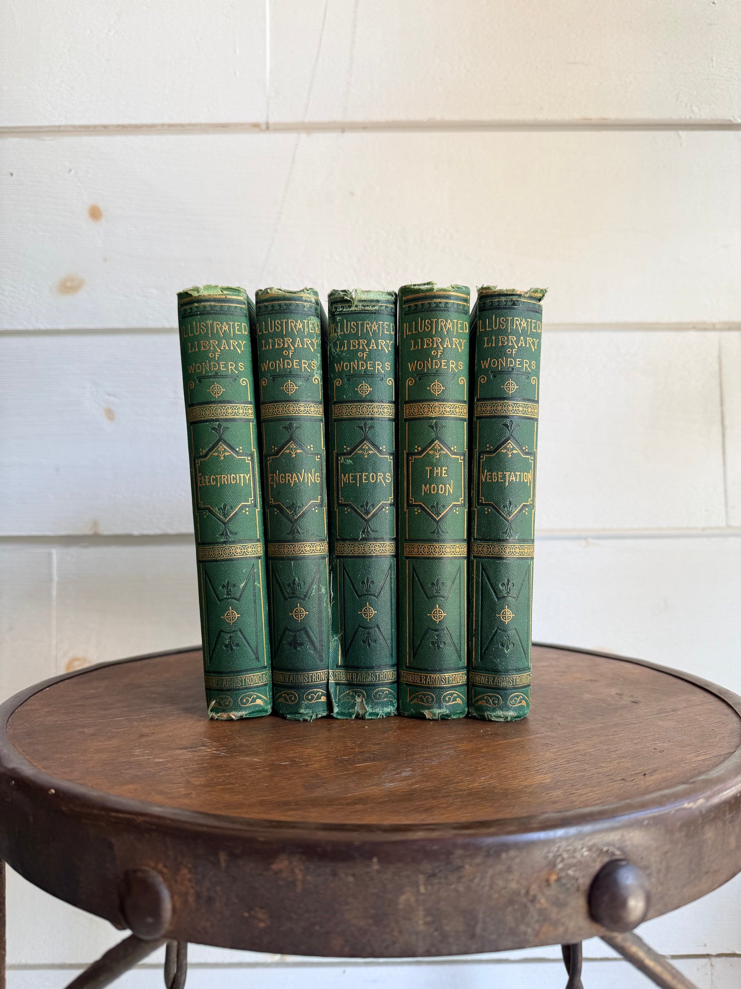 Set of 5 1870's "Illustrated Library of Wonders" Hardcover Books