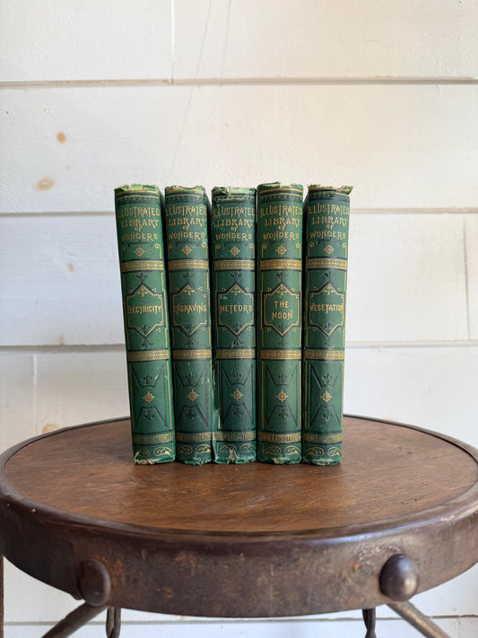 Set of 5 1870's "Illustrated Library of Wonders" Hardcover Books
